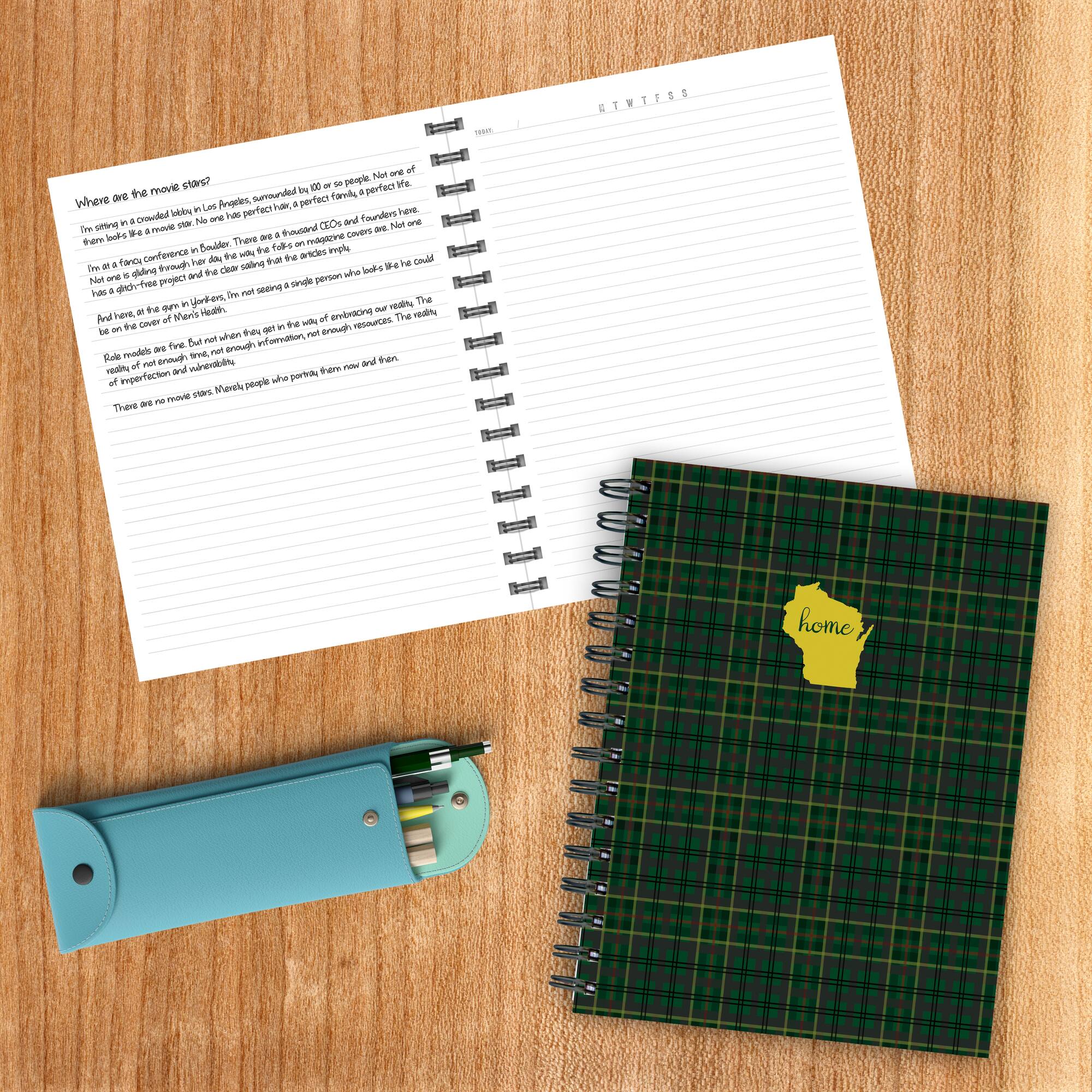 TF Publishing Wisconsin Green Plaid Journal